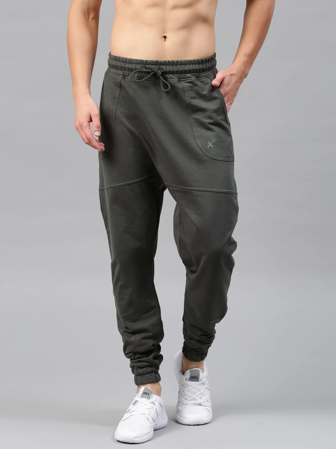 Buy HRX by Hrithik Roshan Grey Drop-Crotch Joggers Track Pants
