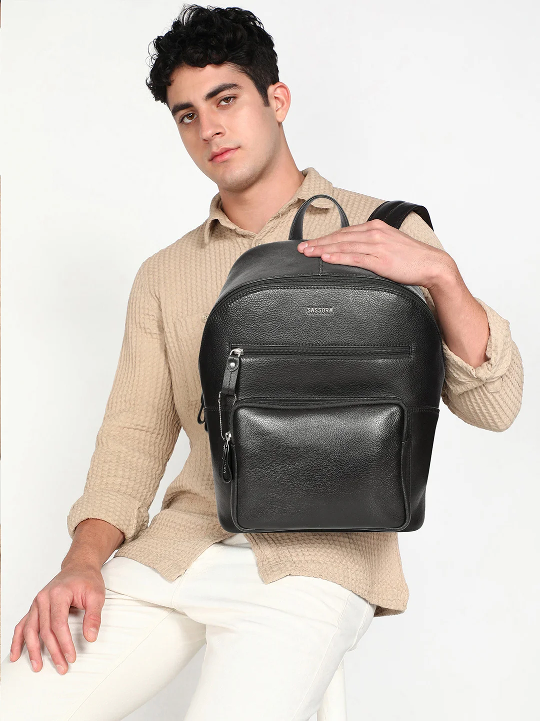 Sassora Genuine Leather Laptop Backpack