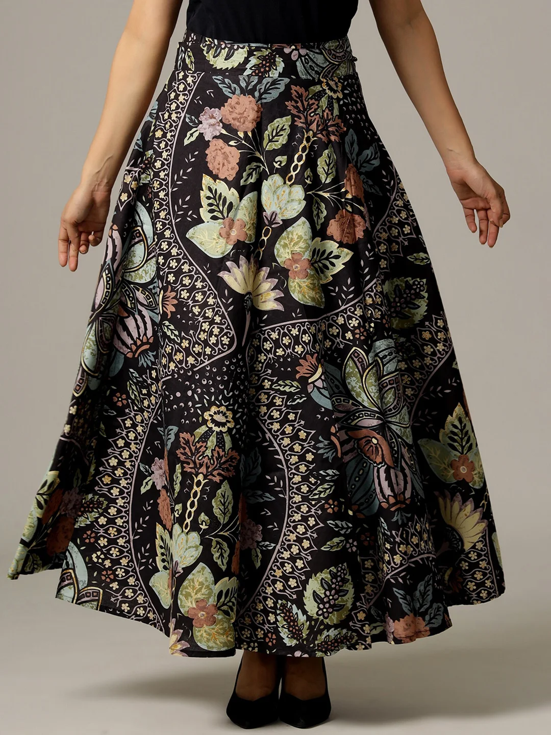 Buy HANDICRAFT PALACE Printed Pure Cotton Wrap-Around Maxi Skirt