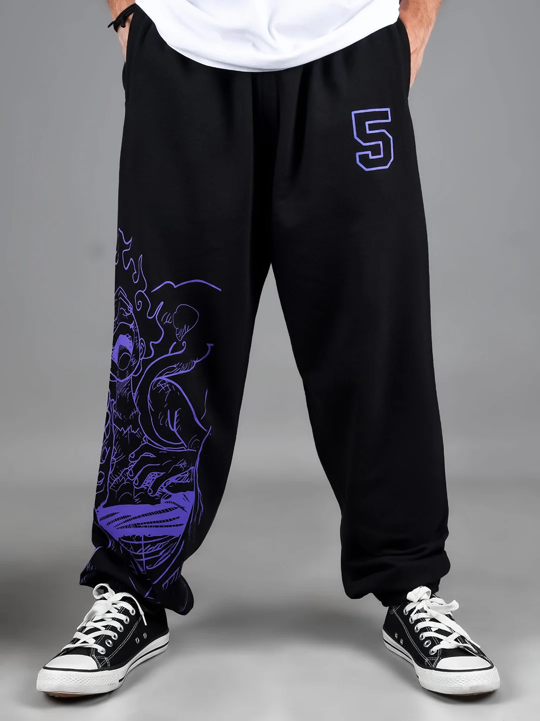 COMICSENSE Men One Piece Anime Gear Five Printed Anime Baggy Fit Joggers