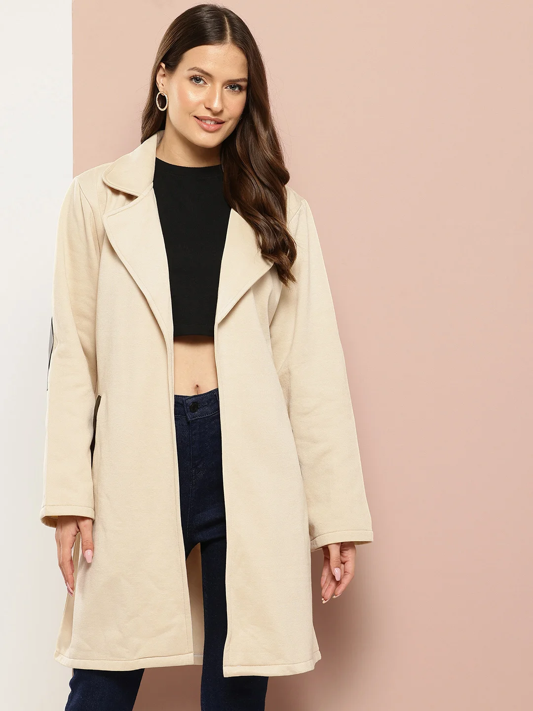 Buy Qurvii Fleece Longline Trench Coat Coats for Women 31261763