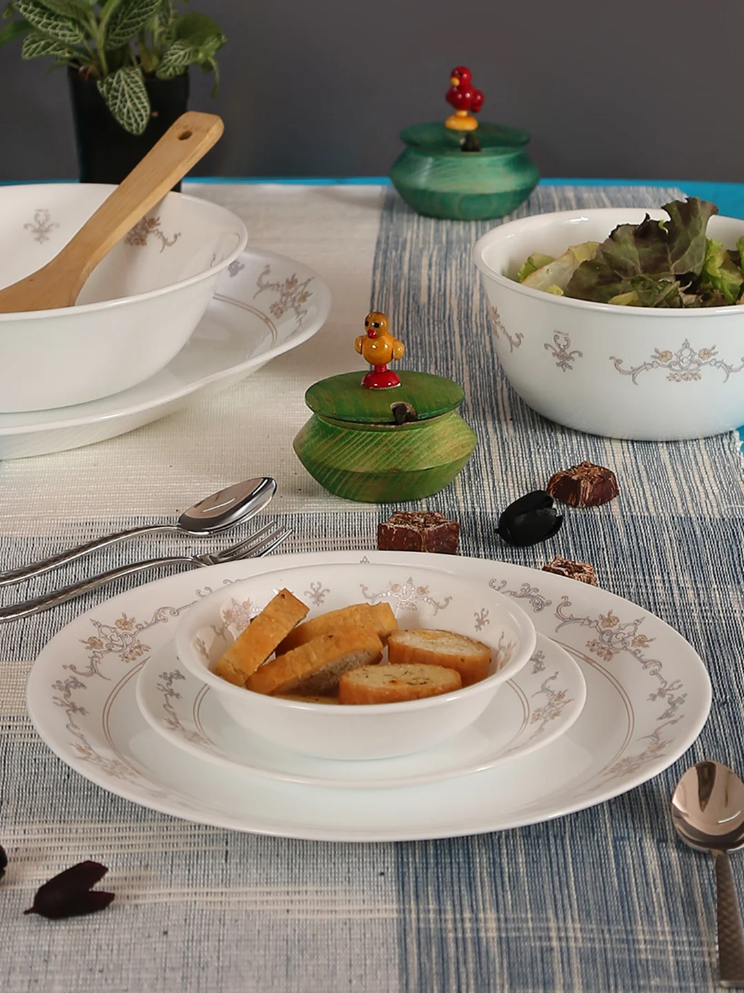 Buy Corelle Asia Collection Imperial White 30-Pieces Printed Glass