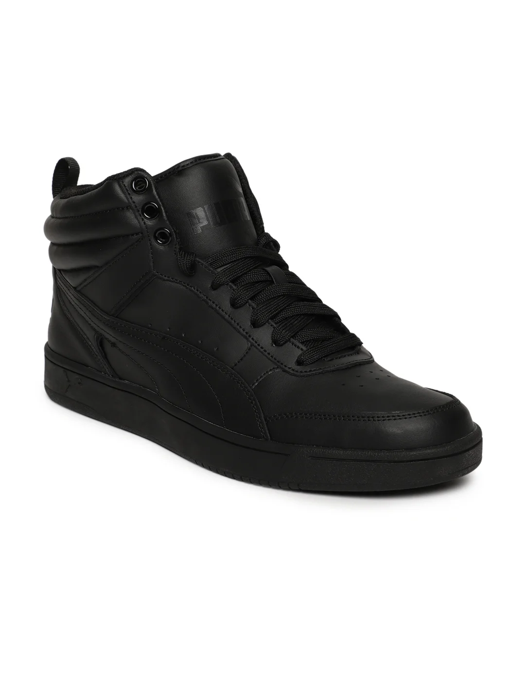 Buy Puma Men Black Rebound Street v2 Leather Mid-Top Sneakers