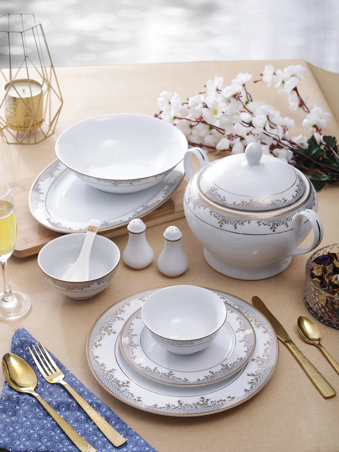 White Porcelain Dinnerware Sets Tableware White Clay Craft Ceramic