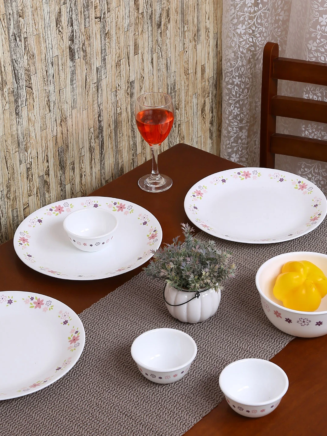 Buy Corelle White 14 Pieces Printed Dinner Set Dinner Set for
