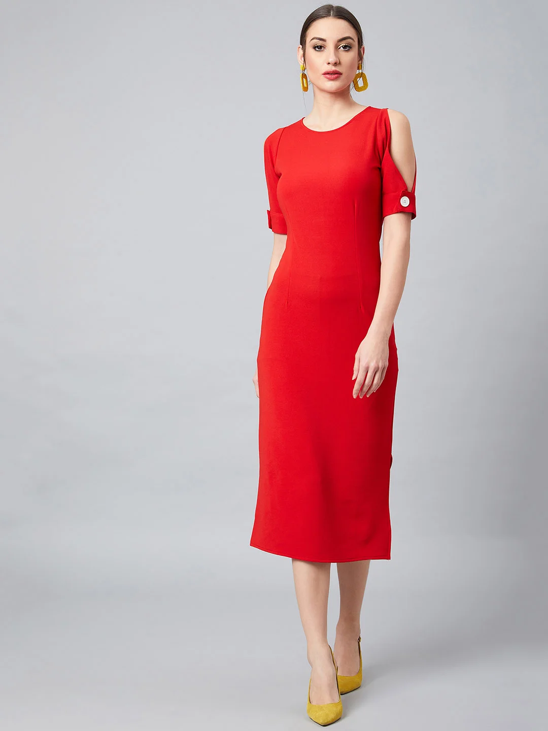 Buy Athena Women Red Solid Sheath Dress Dresses for Women