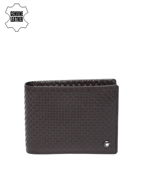 Louis Philippe Men Brown Textured Two Fold Wallet available at Myntra for Rs.1199