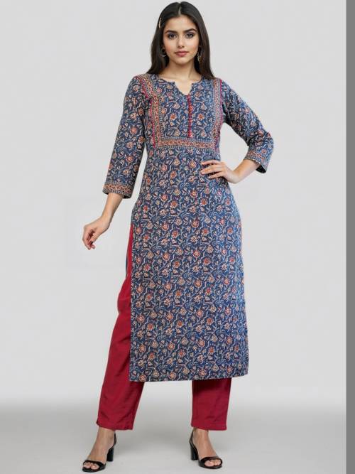 SZN Women Blue Floral Printed Floral Kurta