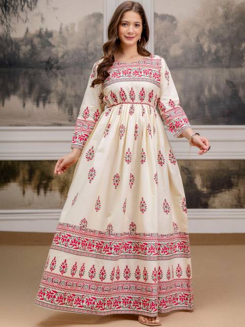 PURSHOTTAM WALA Women Printed Floral Anarkali Kurta