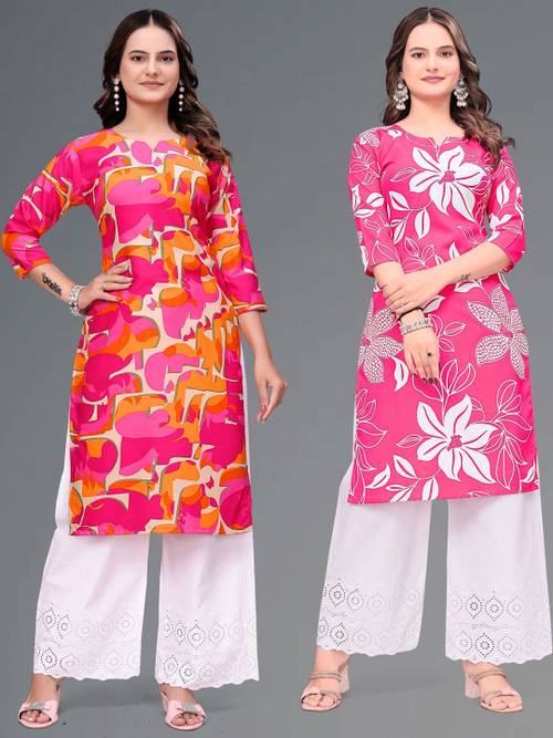 MANDIV FASHION Women Floral Printed Crepe Kurta