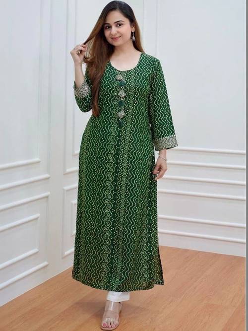 ROOTSOUL Women Bandhani Printed Thread Work Kurta
