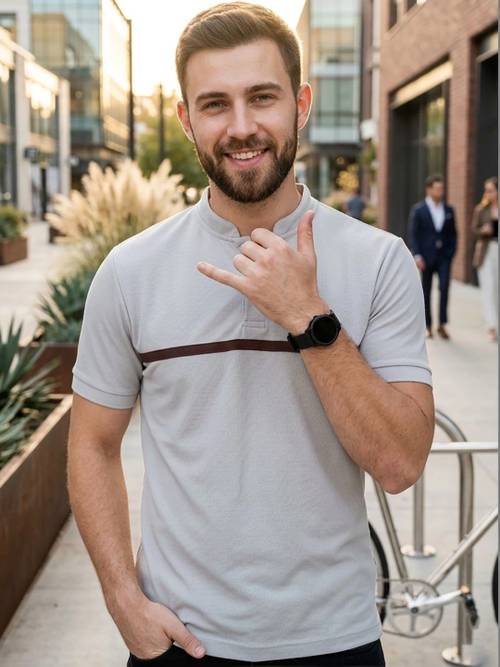 Kook N Keech Men Mandarin Collar T-shirt