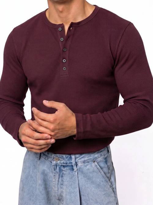 Azizan Men Henley Neck T-shirt