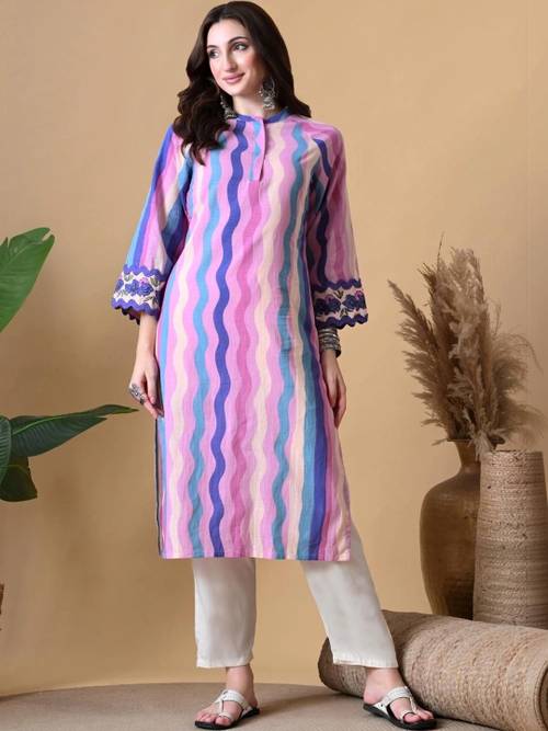 Anouk Women Printed Thread Work Kurta