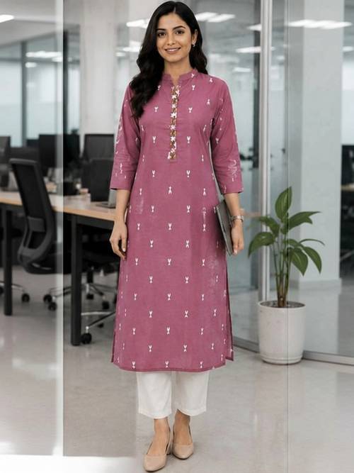 4u Fashion Women Ethnic Motifs Printed Thread Work Khadi Kurta