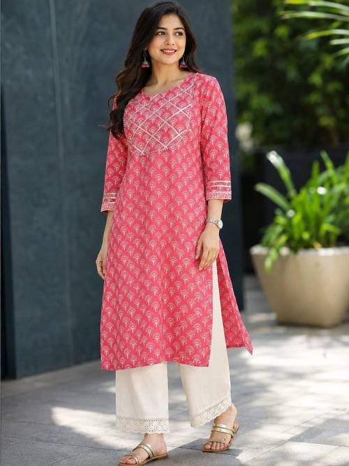 KALINI Women Ethnic Motifs Printed Thread Work Kurta