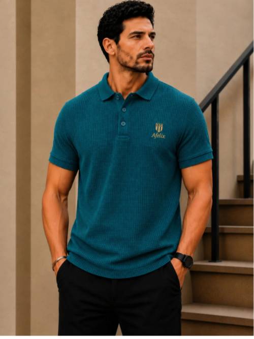 Afelix Men Brand Logo Polo Collar T-shirt