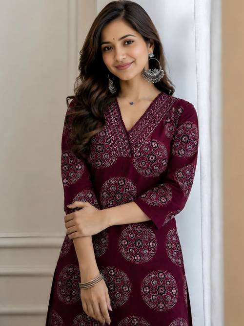 Tabeedah Women Ethnic Motifs Printed Handloom Kurta