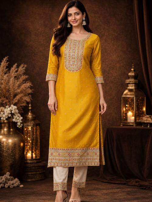 rarethread Women Ethnic Motifs Embroidered Thread Work Kurta
