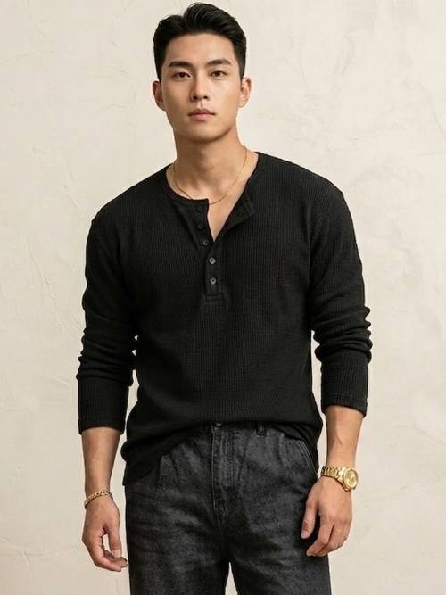 Imsa Moda Men Henley Neck T-shirt