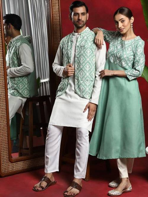 Sangria Embroidered Round Neck Calf Length Anarkali Kurta