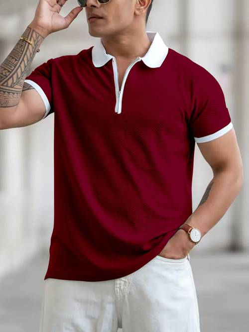 CHROVEL Men Polo Collar T-shirt