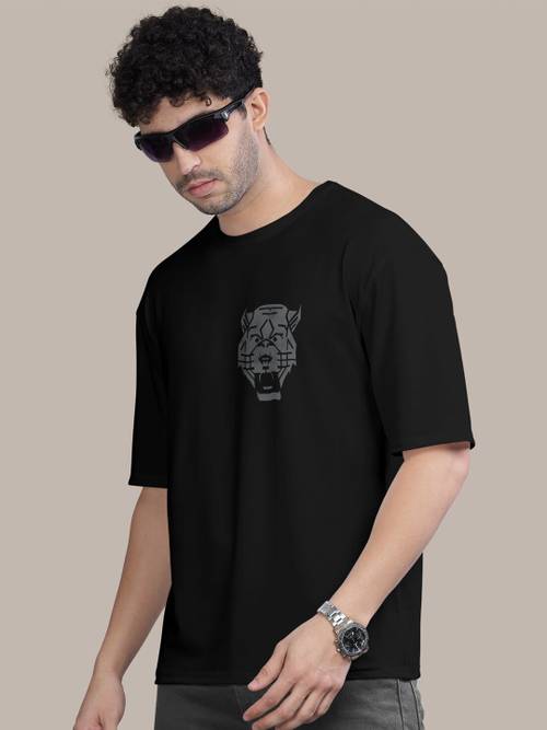 BULLMER Graphic Printed Round Neck Oversized Cotton T-shirt