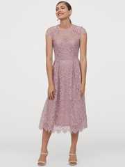 Buy H&M Women Purple Self Design Calf-Length Lace Dress - Dresses for Women  11626670 | Myntra