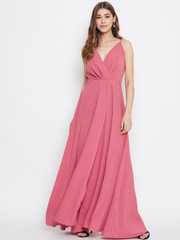 strapless open back dress Hot Pink Cut Out Slit Open Back Bodycon Long Dress