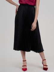 Buy FABLE STREET Women Black Solid Accordion Pleated Midi Skirt