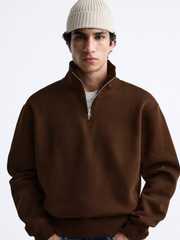 Buy MISCHIEF MONKEY Men Mock Collar Solid Sweatshirt - Sweatshirts