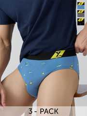 Buy XYXX Men Pack Of 3 Printed Cotton Basic Briefs XYBRF3PCKN893