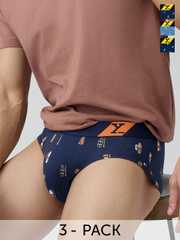 Buy XYXX Men Pack Of 3 Printed Cotton Basic Briefs XYBRF3PCKN893