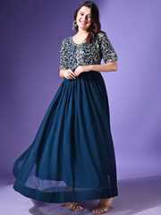 60 inch maxi dress Moroccan Style Turquoise Blue Color Kaftan Dress # KF006-60