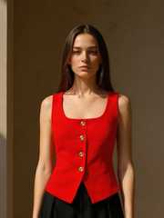 Buy ZYNG Women Solid Square Neck Vest Formal Top - Tops for Women