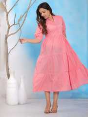 Buy JAHIDA COMFORT WITH STYLE Women Solid Puff Sleeve Midi Dress