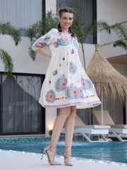Buy Zolo Label Floral Embroidered Cotton Mini Dress for Women