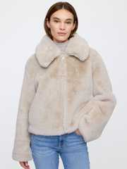 Buy GAP Relaxed-Fit Spread Collar Full-Zip Fur Jacket - Jackets