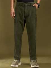 Buy Espanshe Holden Men Dark Green Corduroy Trouser - Trousers for