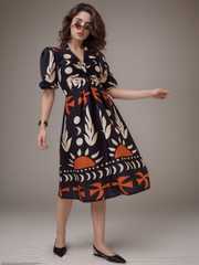 Buy DressBerry Women Print Crepe A-Line Midi Dress - Dresses for Women  33390491