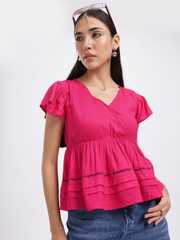 Buy glitchez Lace Cinched Waist Breezy Top - Tops for Women