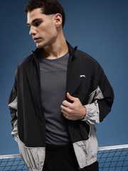 Buy Slazenger Mock Collar Colourblocked Sporty Oversized Jacket
