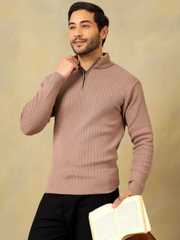 Buy Voxmonks Men Solid Mock Collar Half Zipper Pullover Sweater