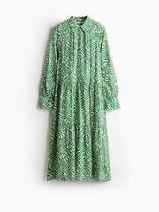 h&m viscose shirt dress Women's Light beige/leopard print Tie-Belt Viscose Shirt Dress