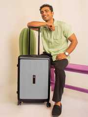 Buy Nasher Miles Zanzibar Polycarbonate Large Grey Black Trolley