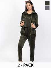Buy D-LINE Pack Of 2 3-Pieces Velvet Tracksuit With Inner