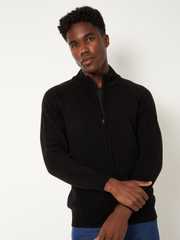 Buy max Men Mock Collar Cardigan with Zip Detail - Sweaters for