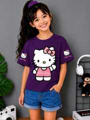 Buy YK Kids Hello Kitty Printed Cotton Round Neck T-shirt