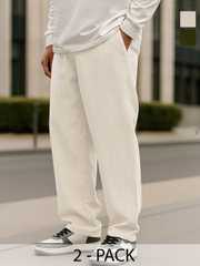 Buy SZN Men Pack Of 2 Solid Textured Lounge Pants Casual Comfort