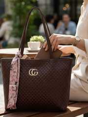 Buy Alonzo Textured PU Structured Tote Bag with Quilted - Handbags